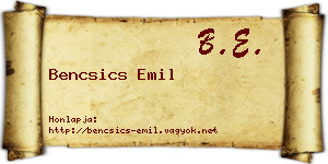 Bencsics Emil névjegykártya